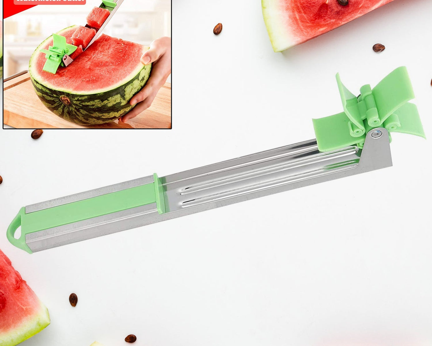 Stainless Steel Washable Watermelon Cutter Windmill Slicer Cutter Peeler for Home / Smart Kitchen Tool Easy to Use
