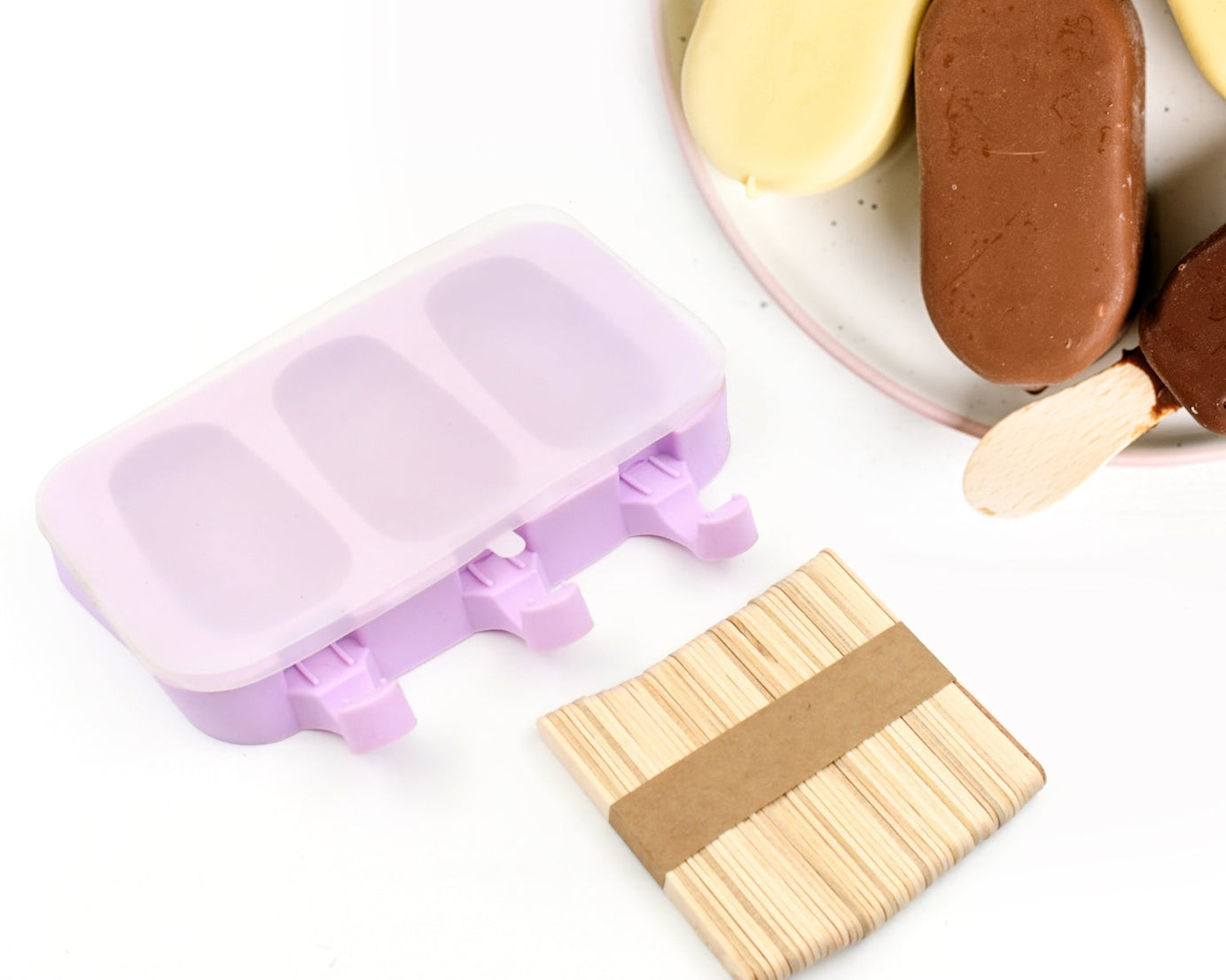 Silicone Popsicle Molds, Ice Pop Maker Molds with Lids and Sticks for Kids DIY Homemade Ice Cream, (With 50 Sticks)