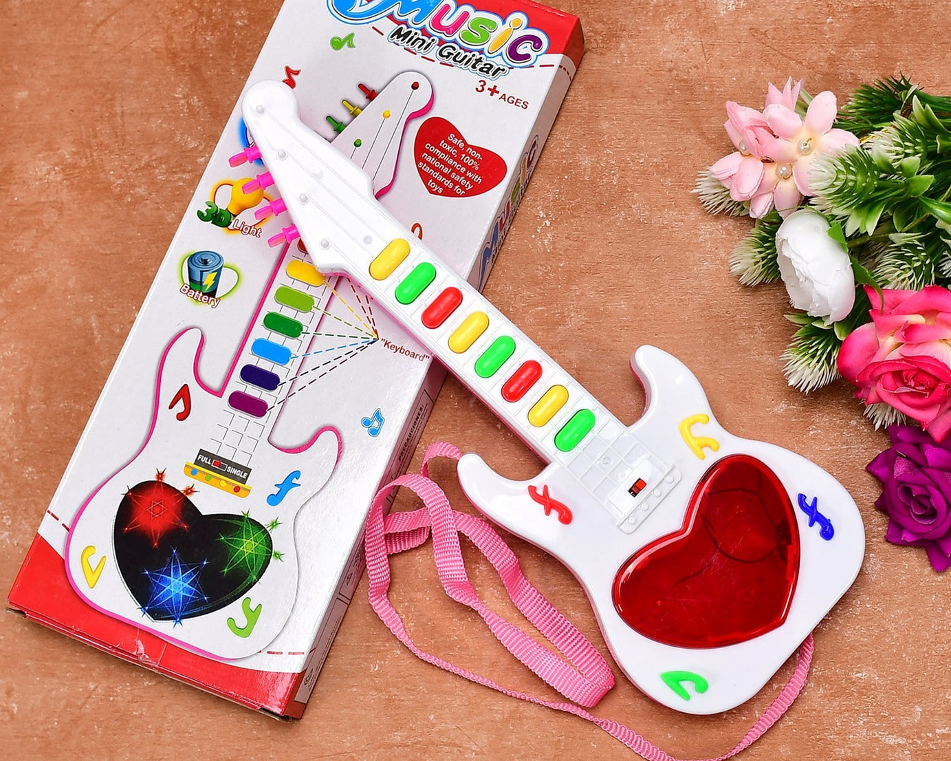 Musical guitar toy with lights for 3+ years.