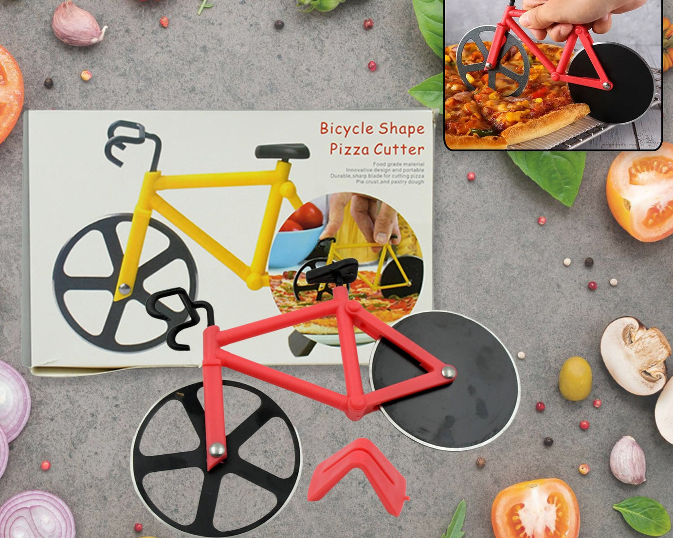 Stainless steel Bicycle shape Unbreakable Handle Pizza cutter | Pastry Cutter | Pizza Slicer with Grip on Handle and Stainless Steel Blade (1 Pc)