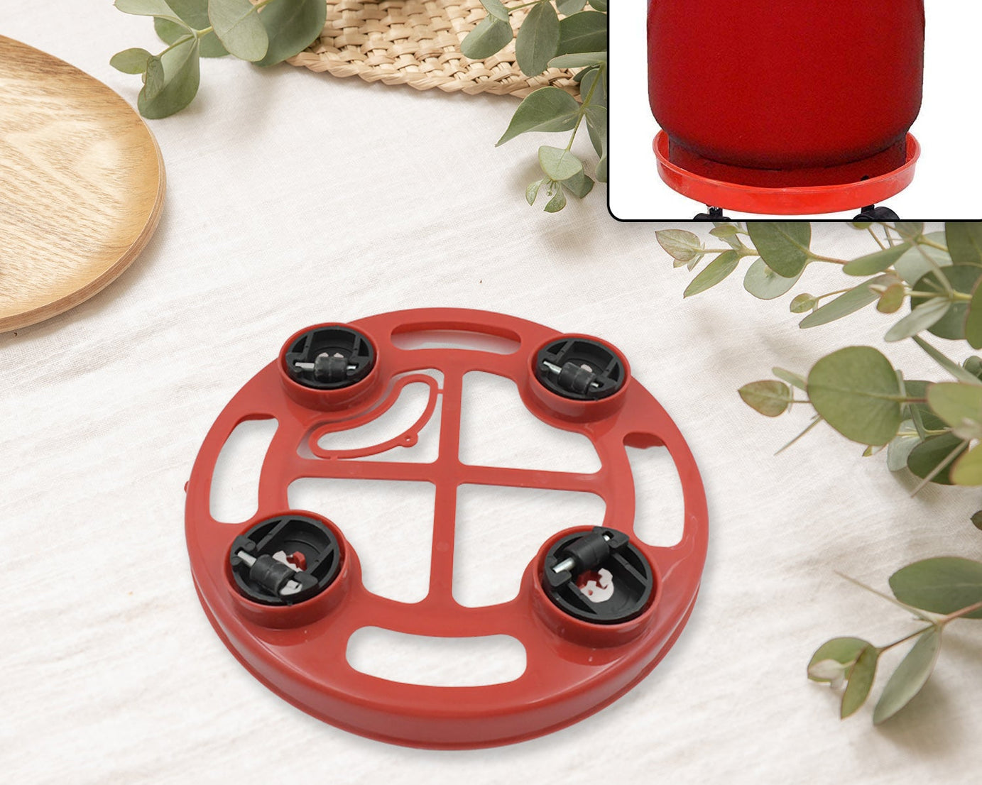 Multipurpose Use, Gas Cylinder Trolley Movable Stand with Wheels, Gas Cylinder Stand, Flower Pot Stand (1 Pc)