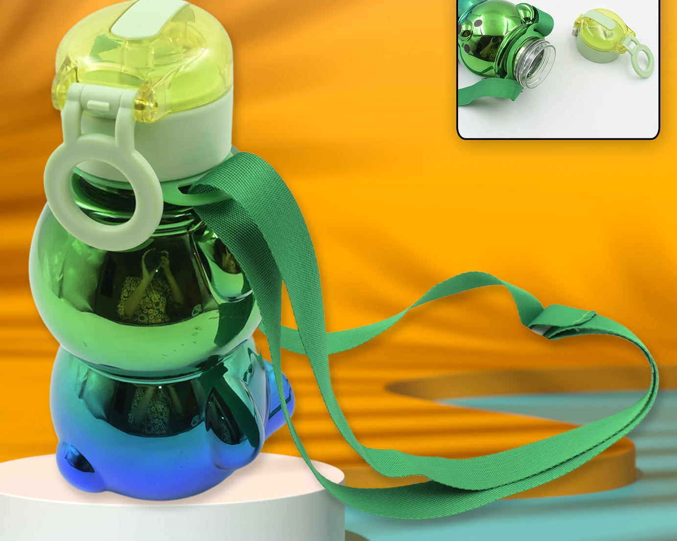 Cute Plastic Water Bottle, with adjustable shoulder strap and stickers, portable drinking cup Water Bottle For Kids | Water Bottle | Return Gift For Kids | Water Bottle With Straw | School Water Bottle (1 Pc)