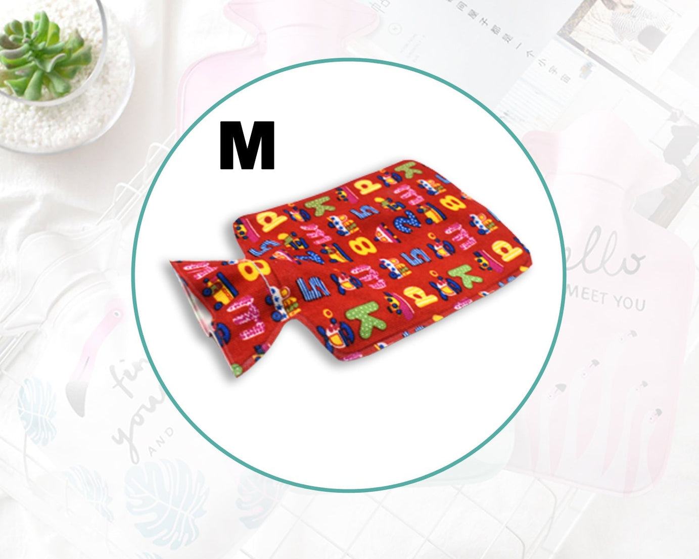 the medium-sized hot water heating pad bag, illustrating its texture and rubber material