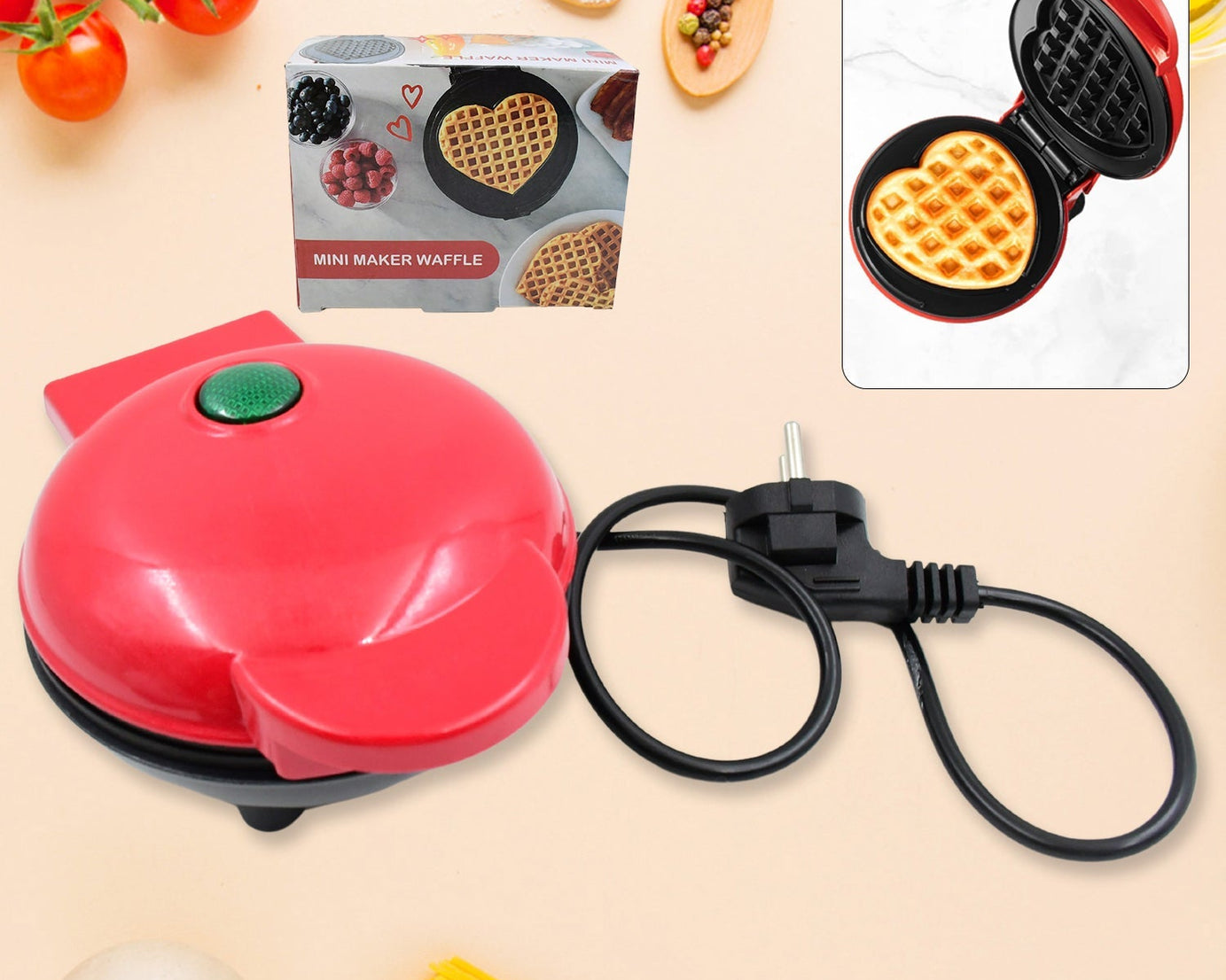 Mini Waffle Maker Machine Waffle Iron Home Appliances Kitchen Gift Easy To Clean, On-Stick Surfaces, Perfect Breakfast, Dessert, Sandwich, Pan Cakes, Paninis / Other Snacks Machine