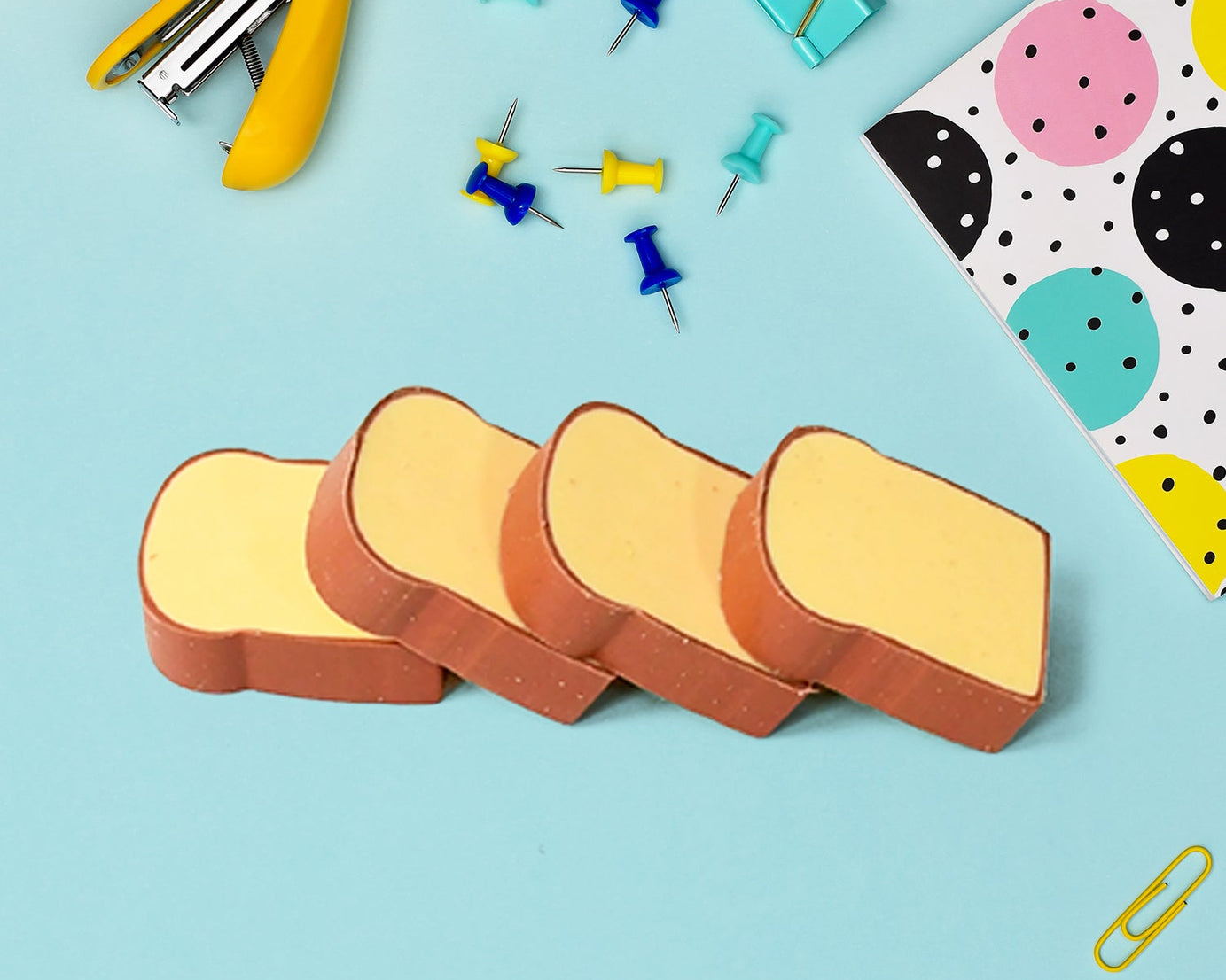3D Toast Bread Shape Eraser for Kids, Cartoons Erasers Toast Bread Erasers Bread Shaped Eraser for Students, Gift, Cute Fun Food Pencil Erasers for School Classroom, Stationery for Boys & Girls (4 Pcs Set)