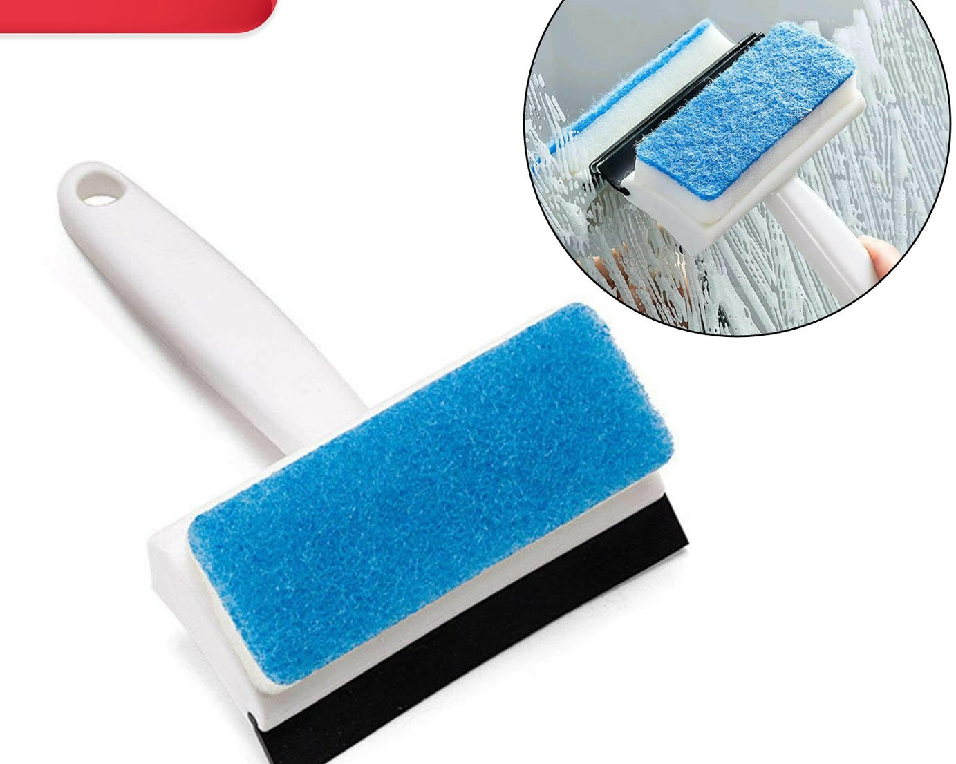 2-in-1 Glass Wiper & Cleaning Brush | Double-Sided Mirror, Tile, and Grout Cleaner for Bathroom & Windows