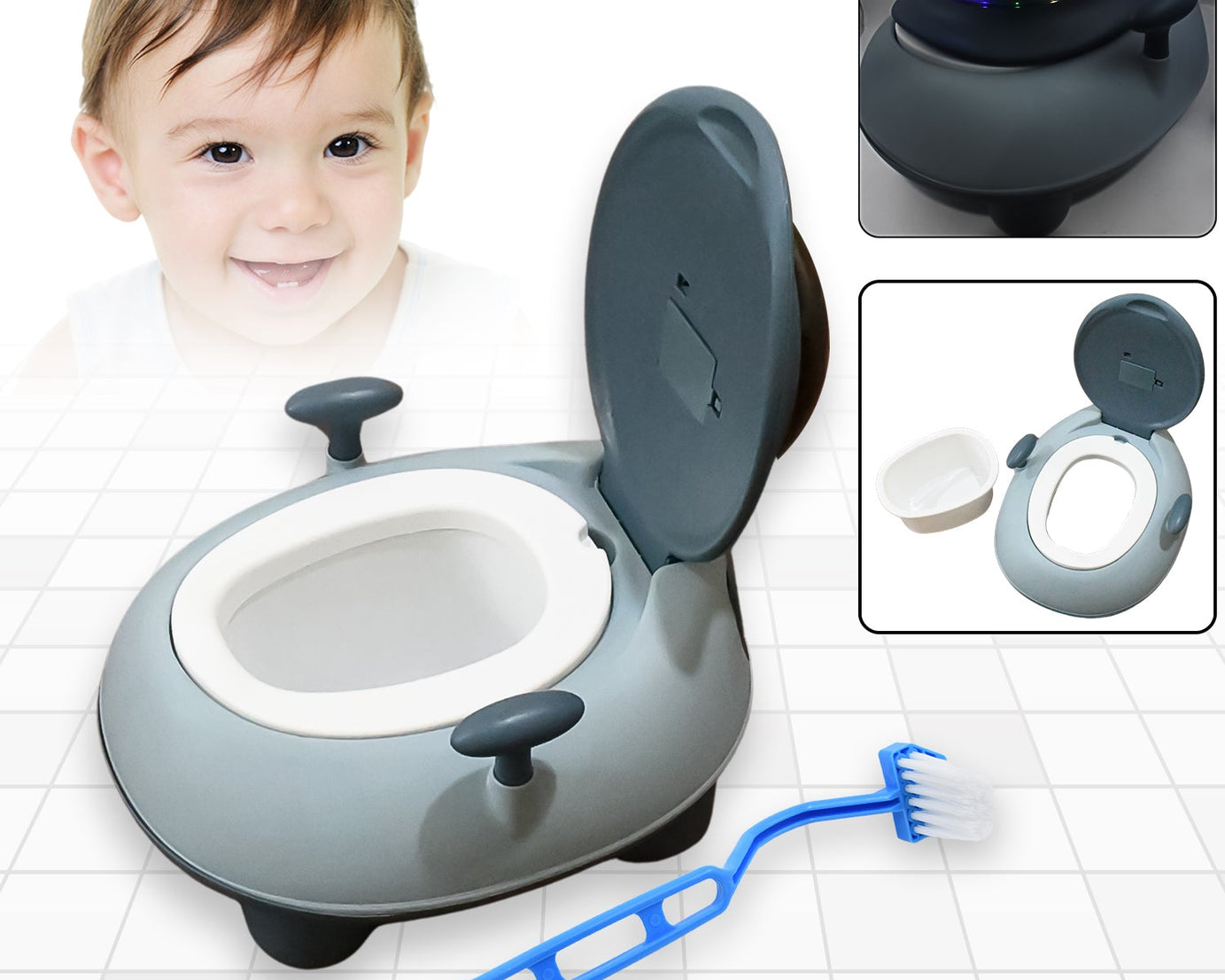 BABY PORTABLE LIGHTING & MUSIC TOILET, BABY POTTY TRAINING SEAT BABY POTTY CHAIR FOR TODDLER BOYS GIRLS POTTY SEAT FOR 1+ YEAR CHILD