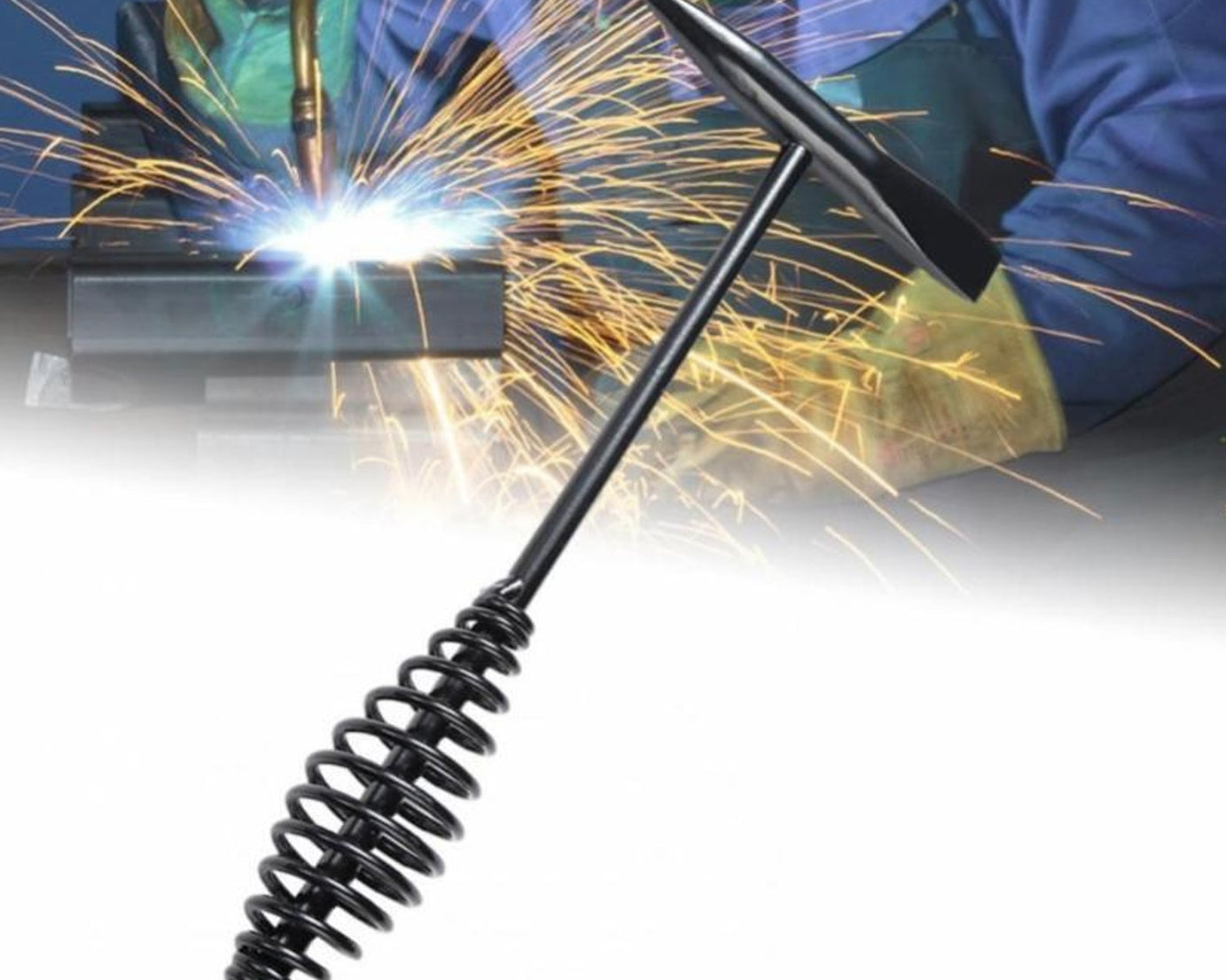 Welding Slag Removal Tool Chipping Hammer with Coil Spring Handle, Mufti Functional for Cleaning Removing Slag Industrial Weld Slag Spatter Removal Tool Welding Hammer, for Machinery Electrician (1 Pc )