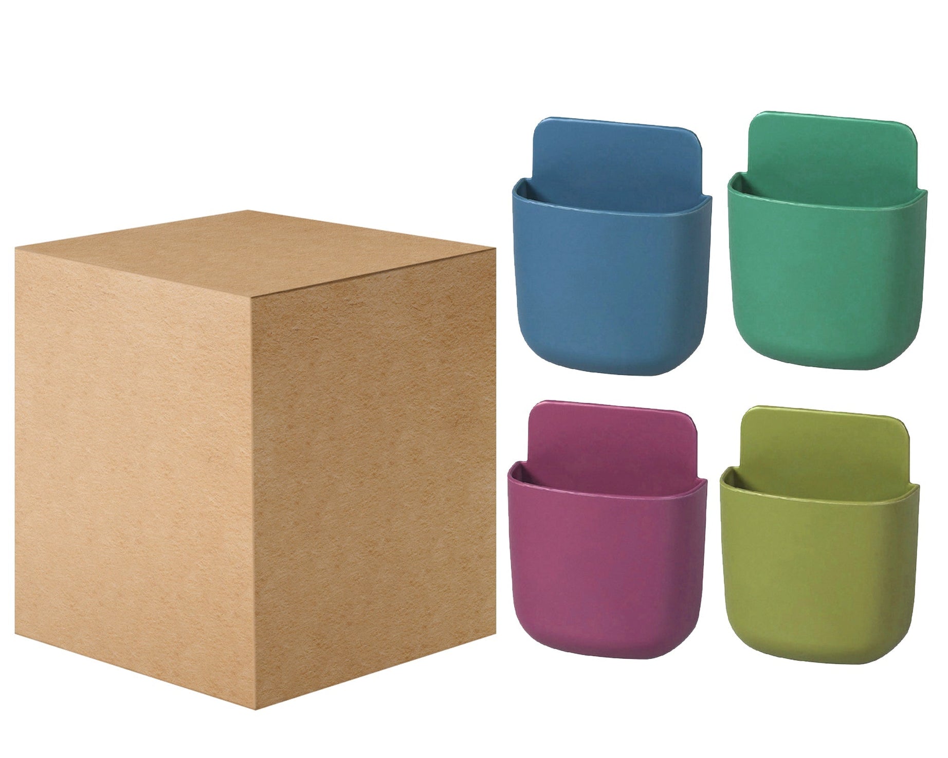 Phone charging holder with wall-mounted storage.