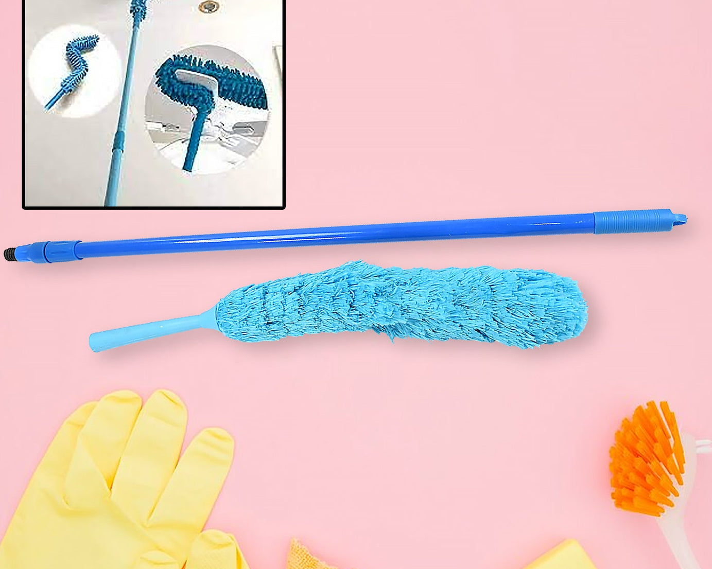 Long Handle Dust Cleaning Brush, Adjustable Microfiber dust Brush, Foldable Home appliances Ceiling Cleaner, Latest Home Improvement Products