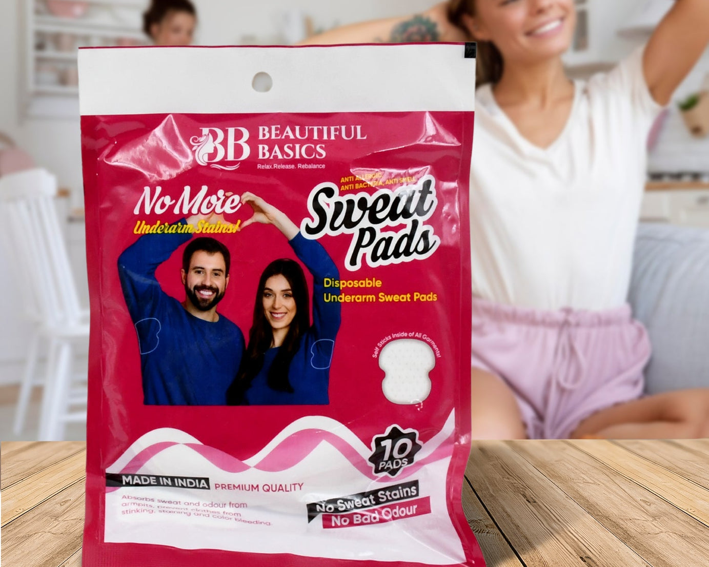 Underarms Sweat Pads Disposable Highly Absorbent Pads Cotton Anti-Allergic Anti Bacteria Anti Smell Underarm Perspiration Pad For Men And Women (Pack of 10)