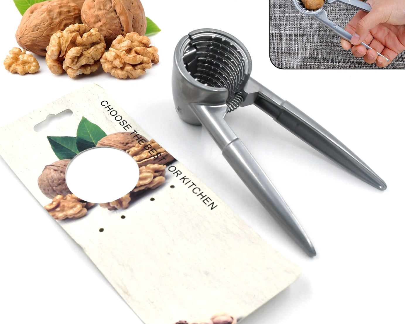 Walnut Cracker, Luxury Die Cast Stainless Alloy Nut Cutter Walnut Clamp Plier Portable Smart Walnut Akhrot Pincers Bottle Opener for Pecans, Almonds, Brazil Nuts