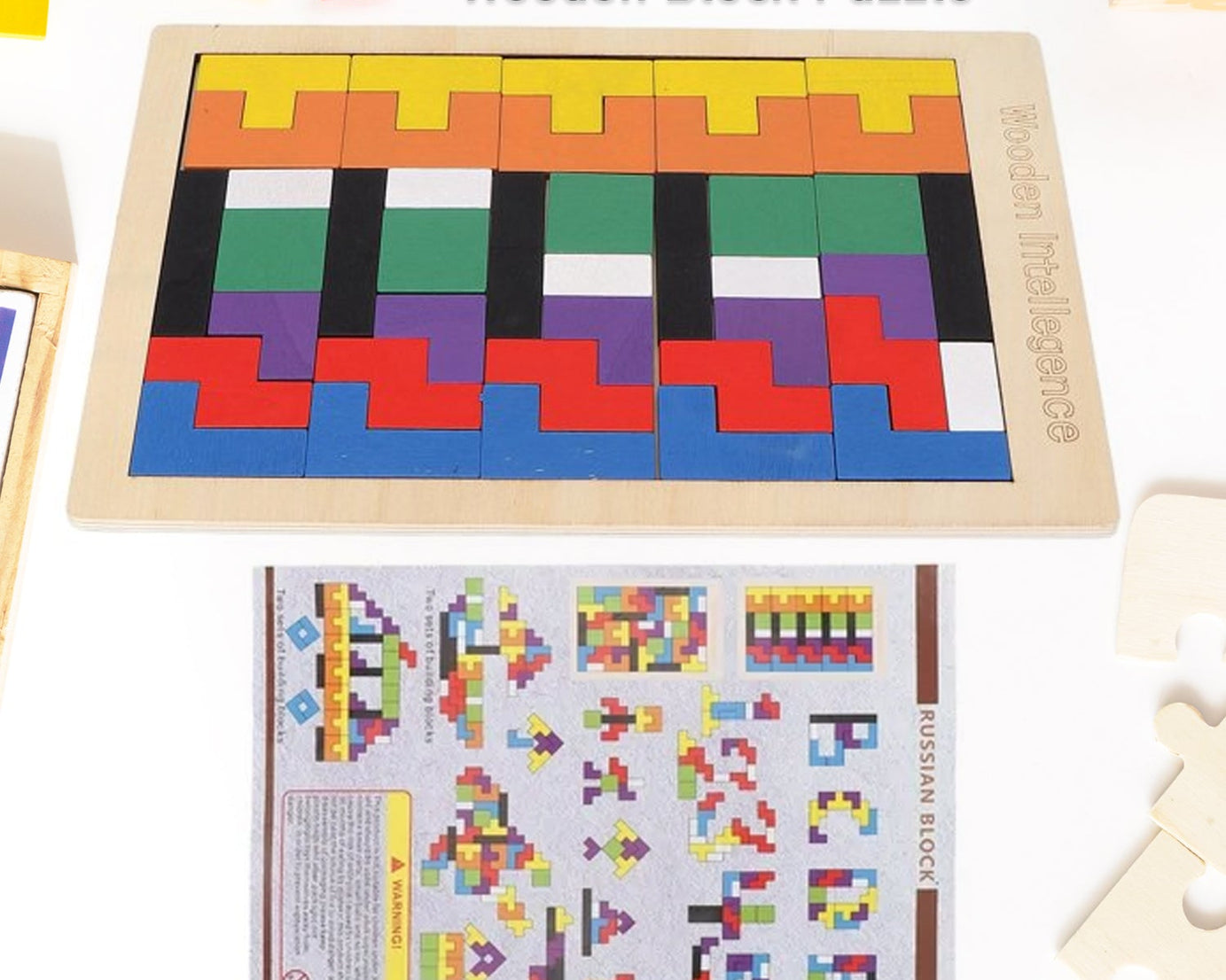 4296 Wooden Blocks Puzzle Children's Educational Toys, Russian block, Block Puzzle for Early Childhood Education, and Relaxing Brain Toys, Help Prevent