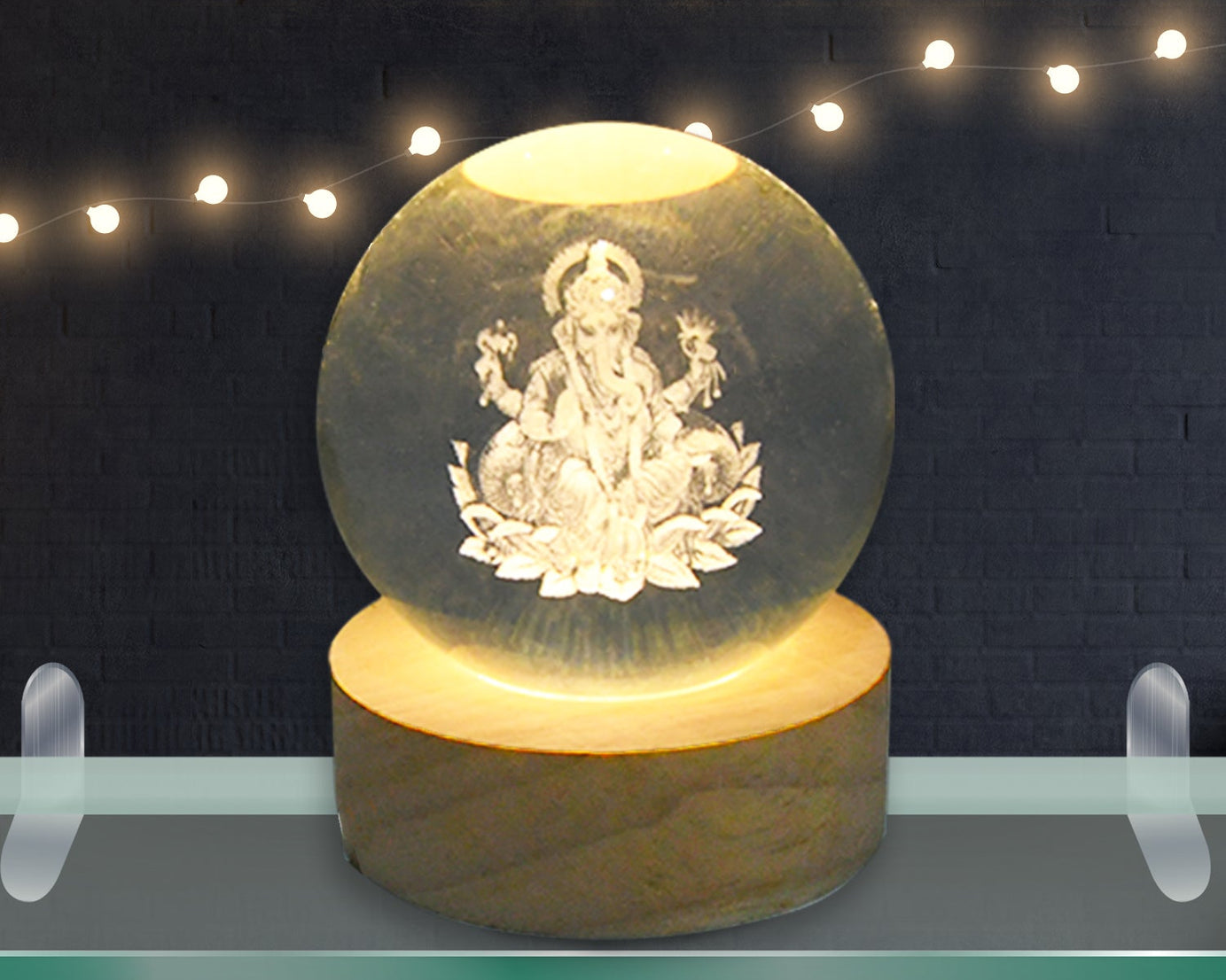 Ganpati Crystal Ball Lamp