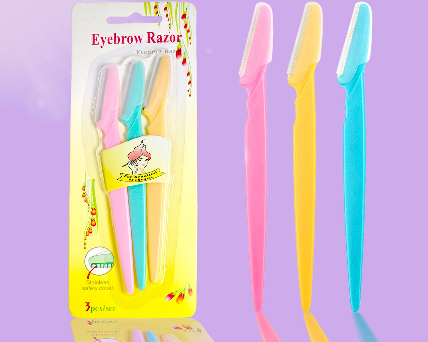 Eyebrow Painless Facial Hair Remover Razor for Face, Women and Men (3 Pack)