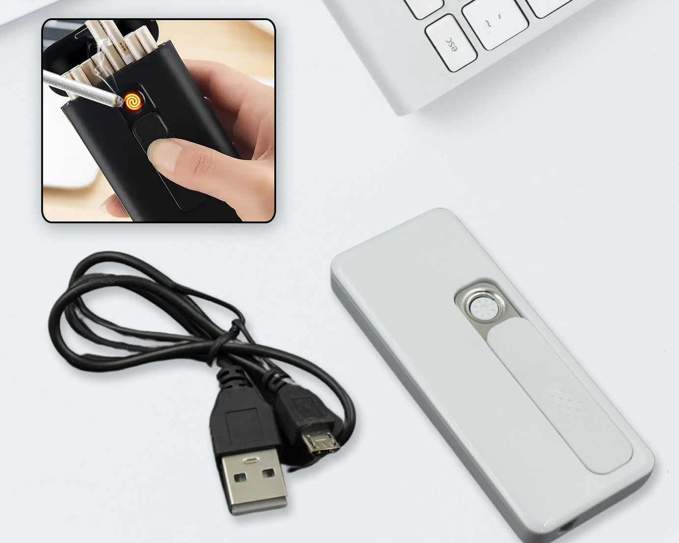 Stylish Electric USB Lighter for Men & Women (Rechargeable, Windproof)