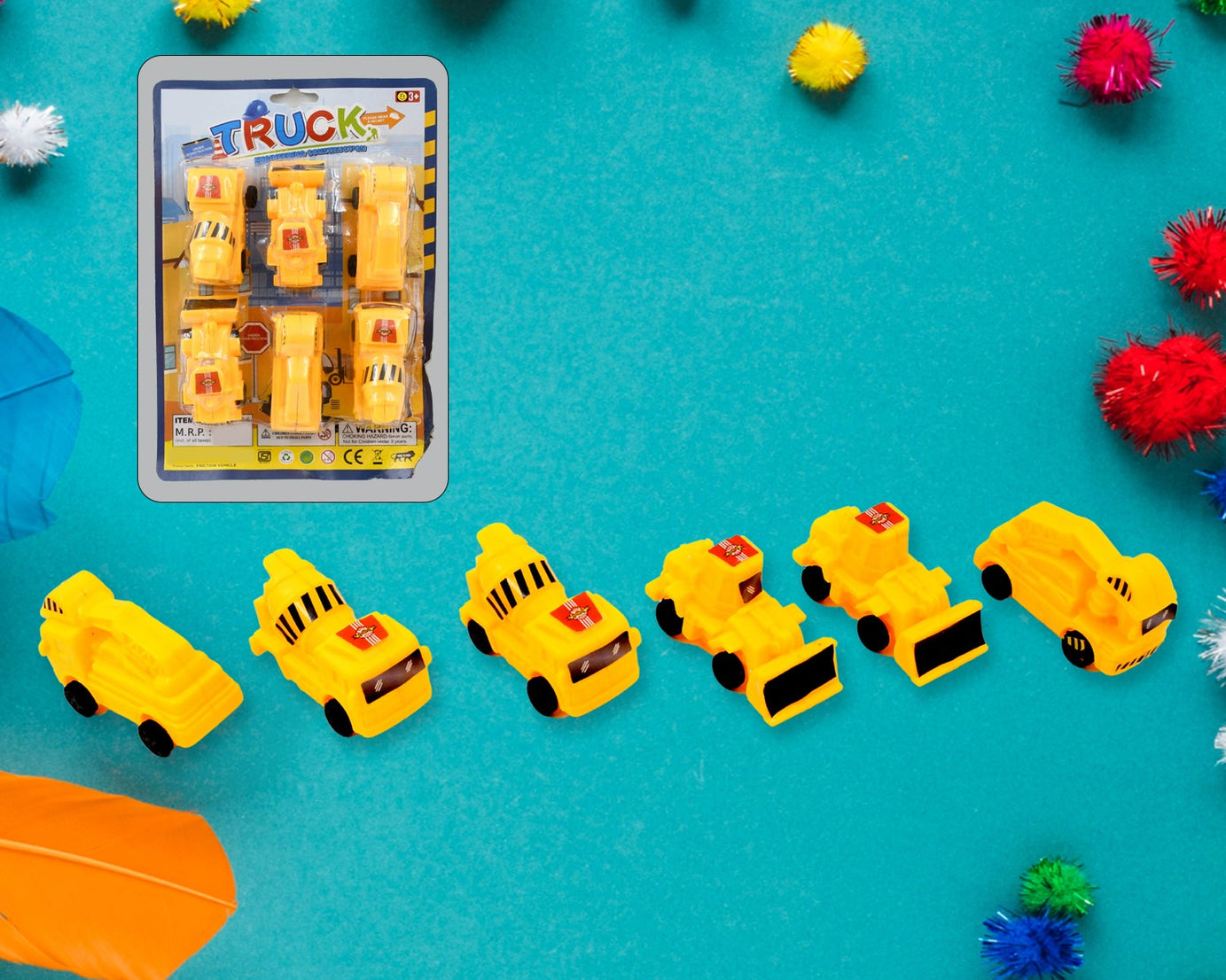 Vehicle Car Engineering Automobile Construction Car Toys Set for Children Kids Crane Excavator Road Roller Forklift Mixer Truck Transporter Truck Machine Construction Toys (6 Pcs Set)