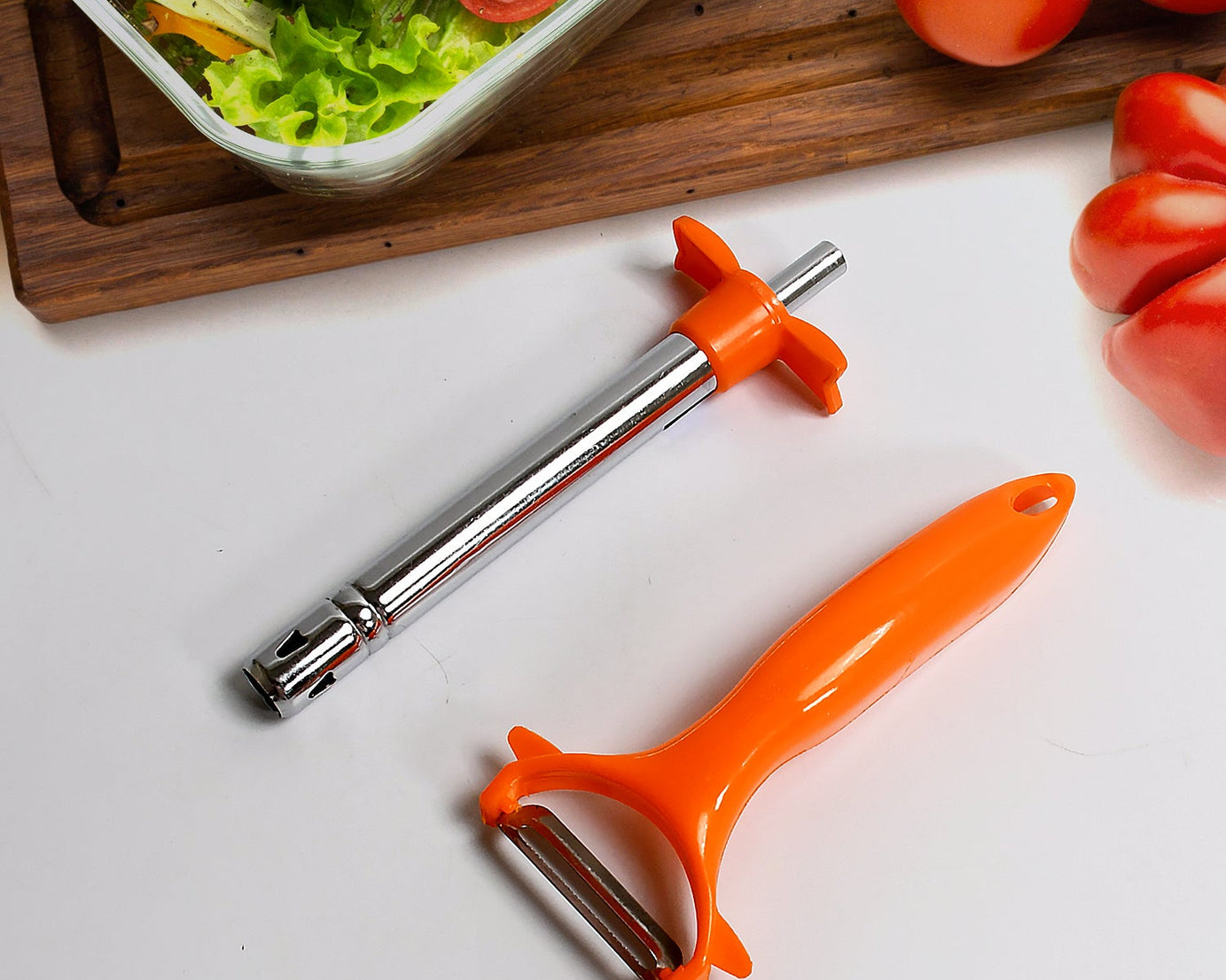 2 in 1 Kitchen Combo Lighter, Stainless Steel Durable Gas Lighter with Vegetable Cutter Peeler, For Kitchen Steel Gas Lighter (2 Pc Set)