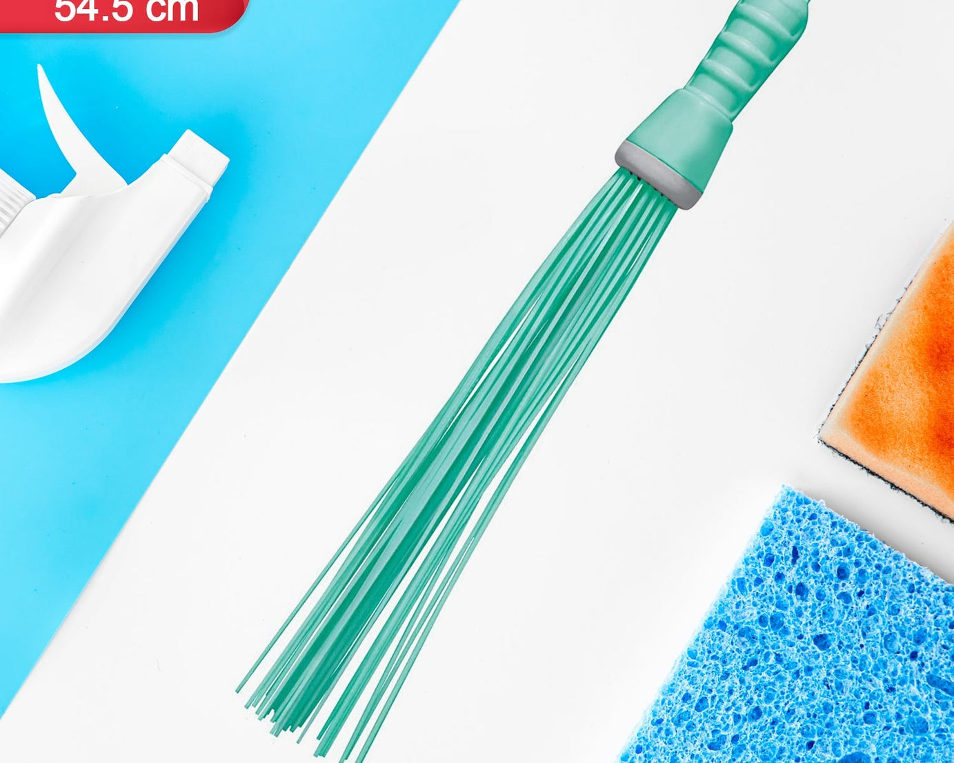 Plastic broom with hard bristles, ideal for floor scrubbing