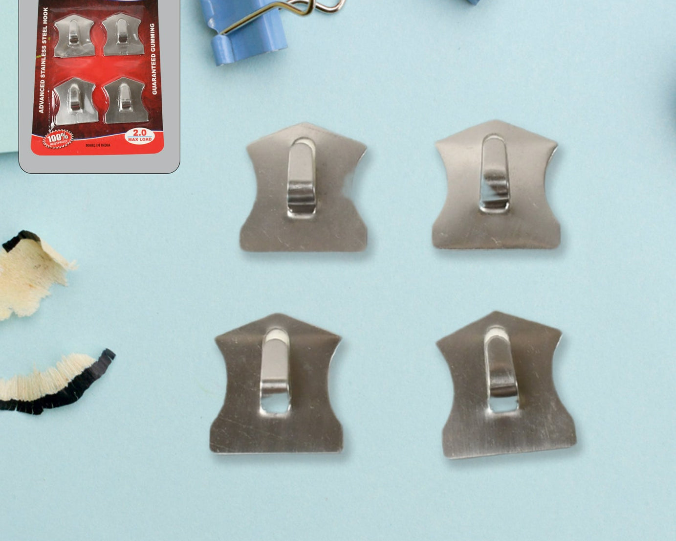 Self- Adhesive Hooks, Heavy Duty Wall Hooks Hangers Stainless Steel Waterproof Sticky Hooks for Hanging Robe Coat Towel Kitchen Bathroom and.