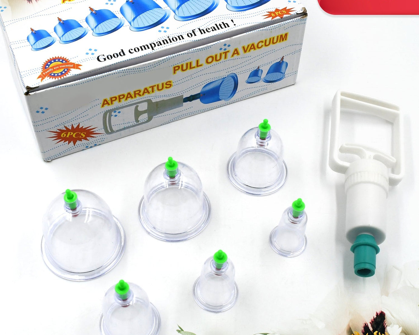 Vacuum Cupping Set 6 Pcs Kit Pull Out a Vacuum Apparatus Therapy Relax Massagers Curve Suction Pumps