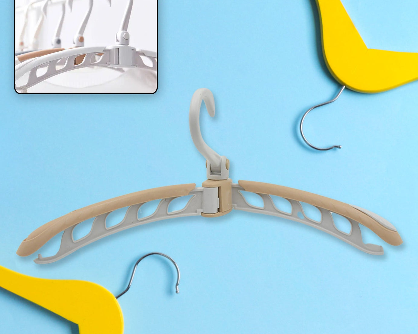 Portable Folding Clothes Hanger (1 Pc): 360° Rotation, Travel, Adjustable