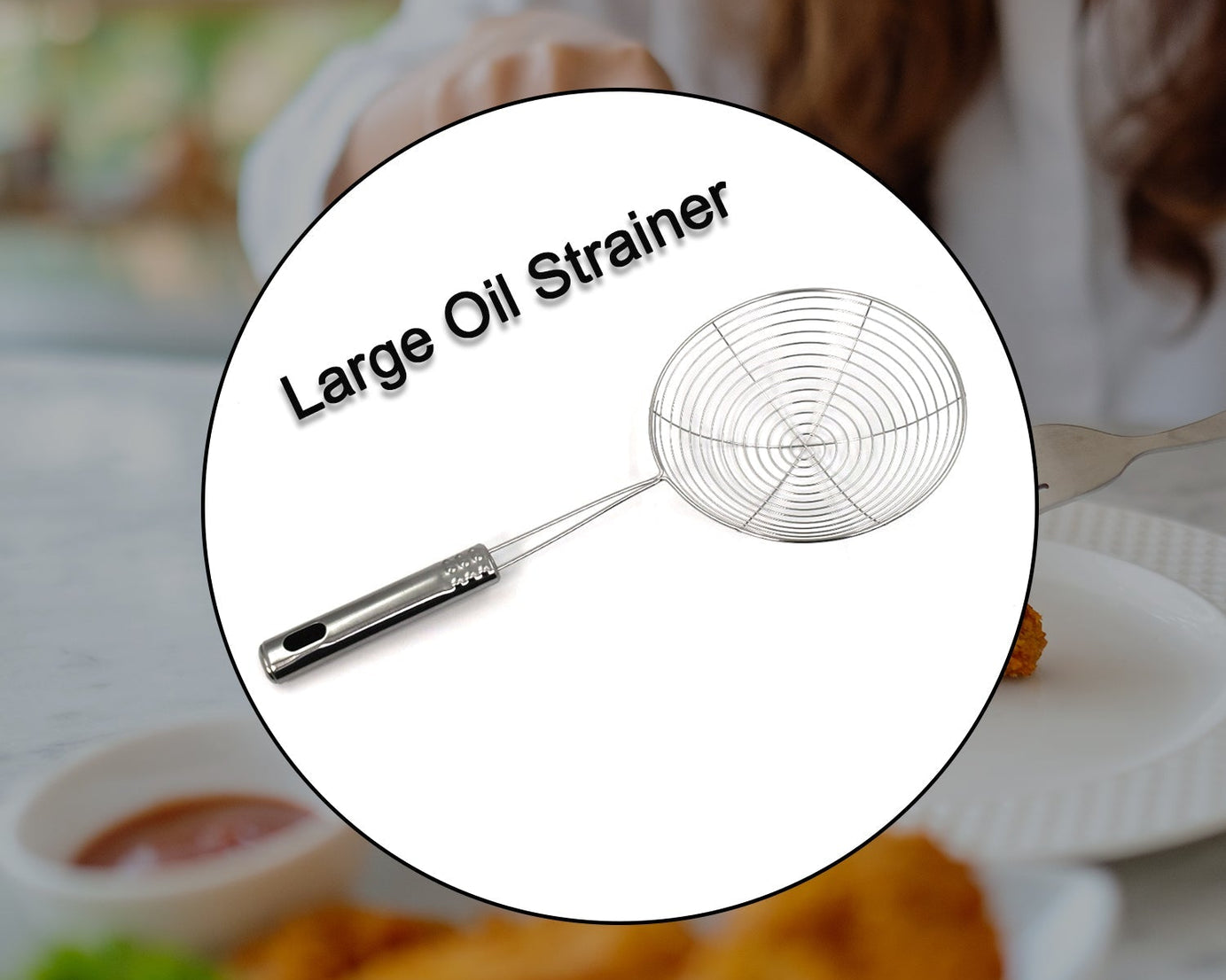 Heavy-duty oil strainer for draining fried foods