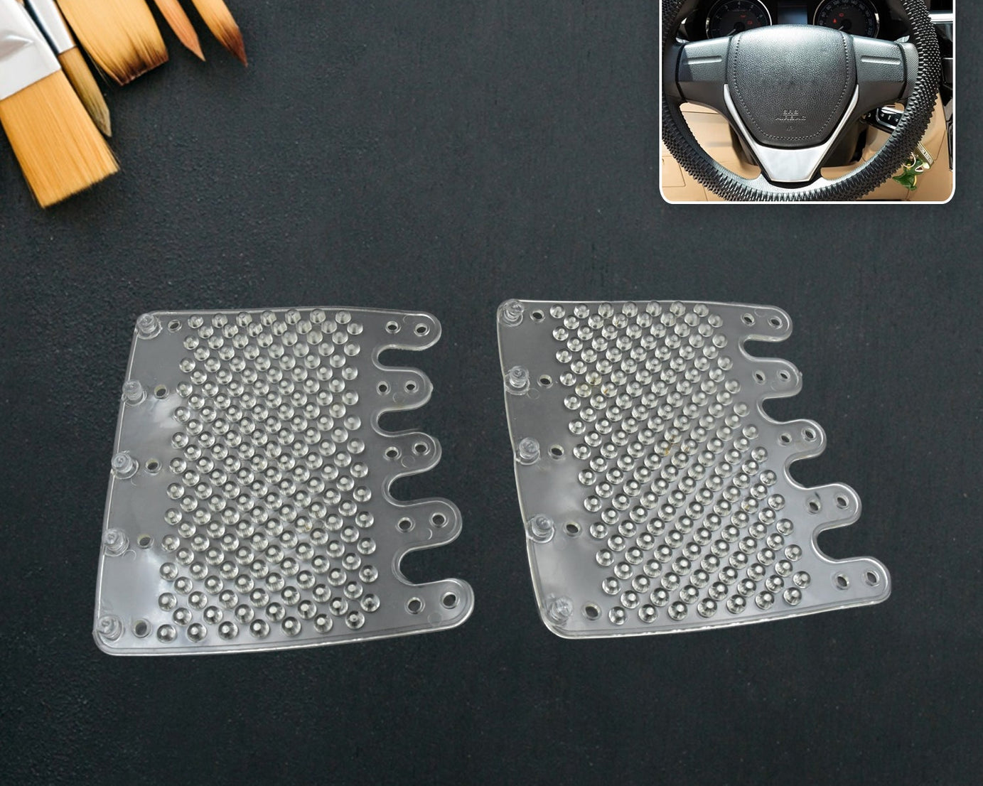 Silicon Car Massage Steering Cover High Quality Silicon Massger Pad Suitable For All Car (2 Pc Set)