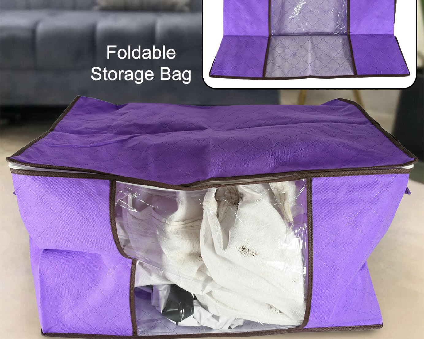 Clothing storage bag with zipper, non-woven storage bag for storing the clothes and sarees.
