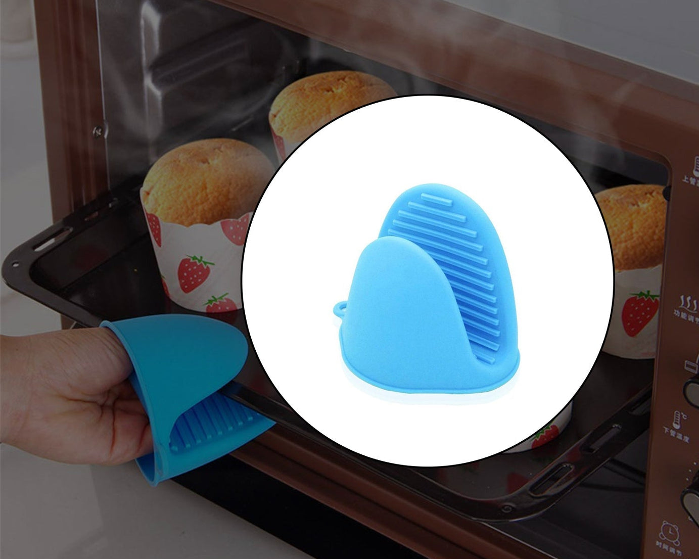 Close-up of silicone potholder with textured grip