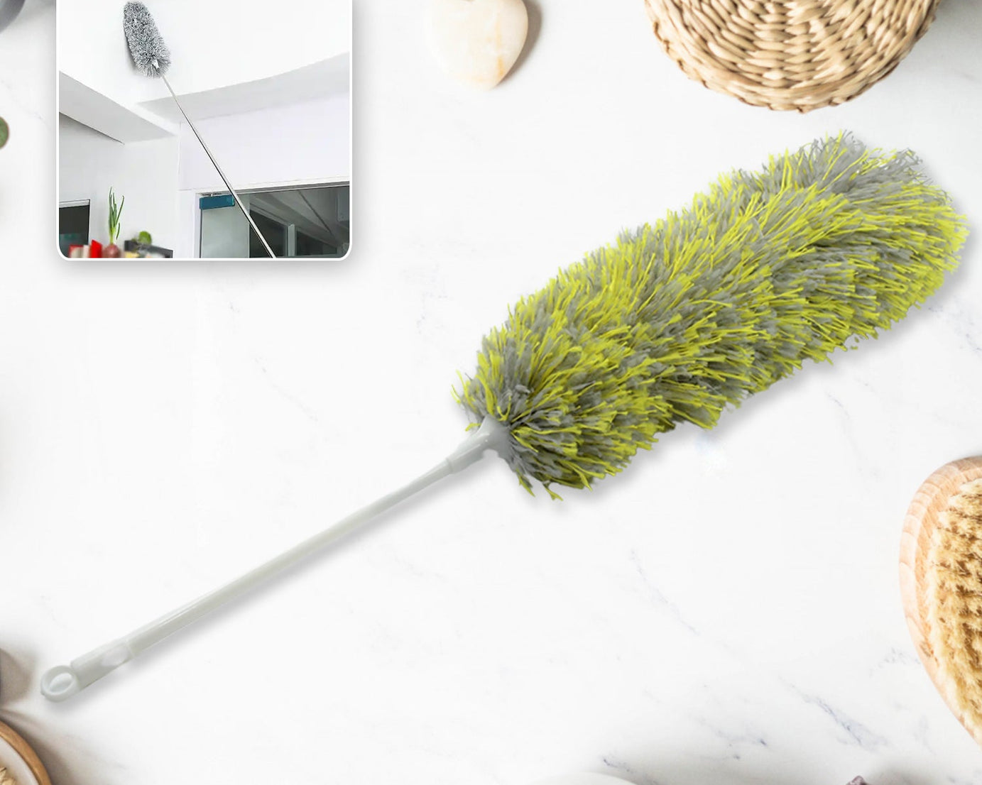Long Handle, Microfiber Duster for Cleaning, Microfiber Hand Duster Washable Microfiber Cleaning Tool Extendable Dusters for Cleaning Office, Car, Computer, Air Condition, Washable Duster (62Cm)