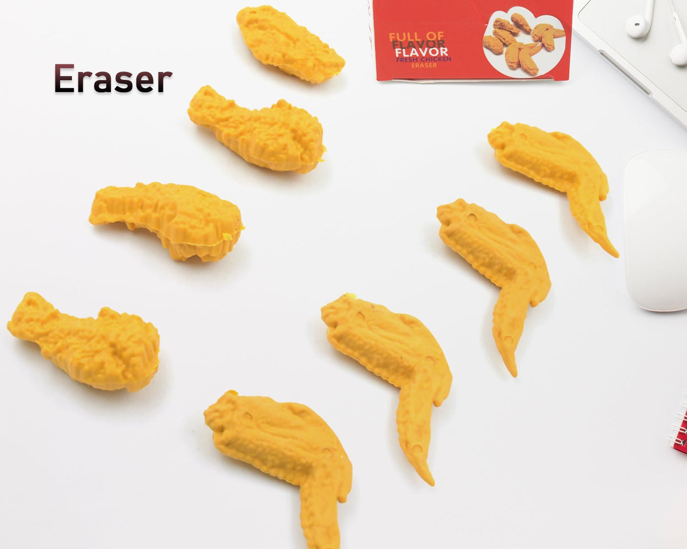 Cute Erasers, Pencil Eraser, Chicken Wings Chicken Legs Eraser Student School Supplies Gifts Chicken Rubber Drawing Small Eraser Office Accessory Fun Back to School Supplies Gifts Party Favor for Kids Adults Students (8 Pcs Set)