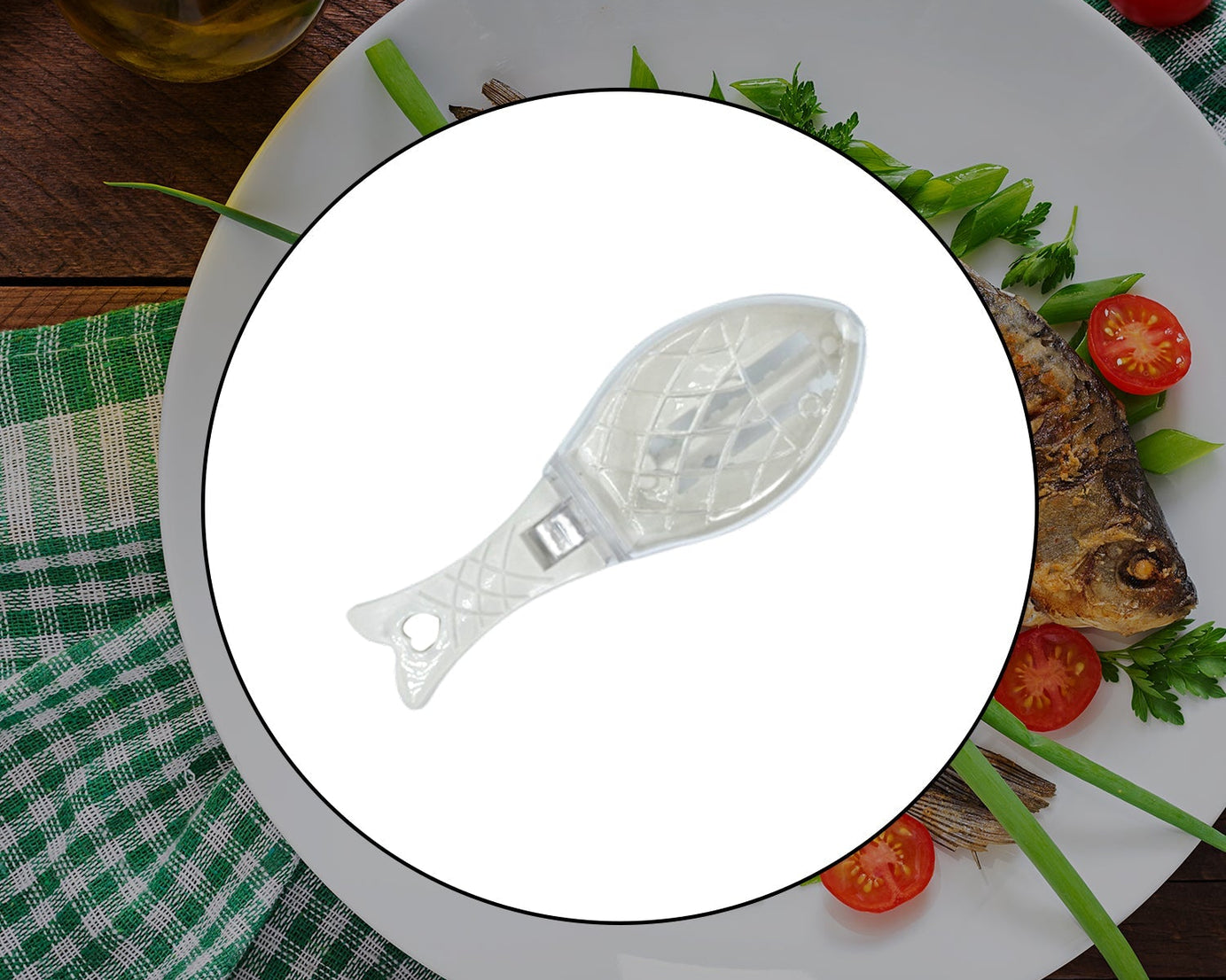Kitchen peeler for removing fish scales quickly.