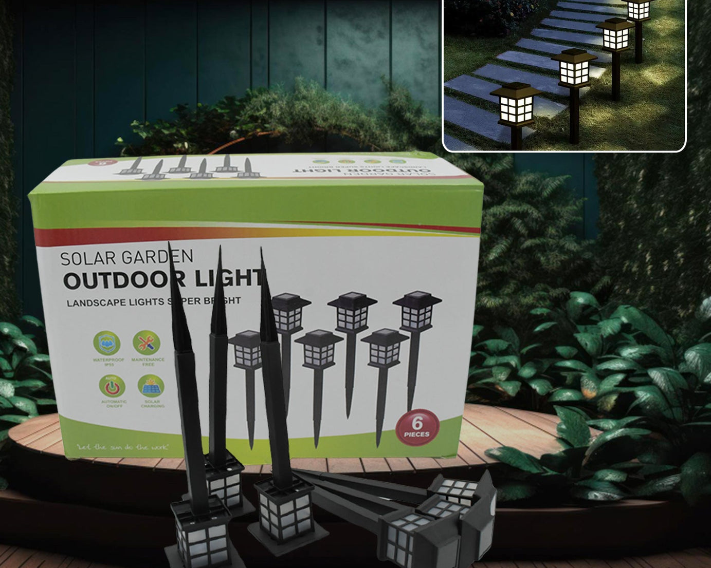 Big Solar Outdoor Lights, 6 Pack Waterproof Solar Pathway Lights, 10 Hrs Long-Lasting LED Landscape Lighting Solar Garden Lights, Solar Lights for Walkway Path Driveway Patio Yard & Lawn (6 Pc Set)