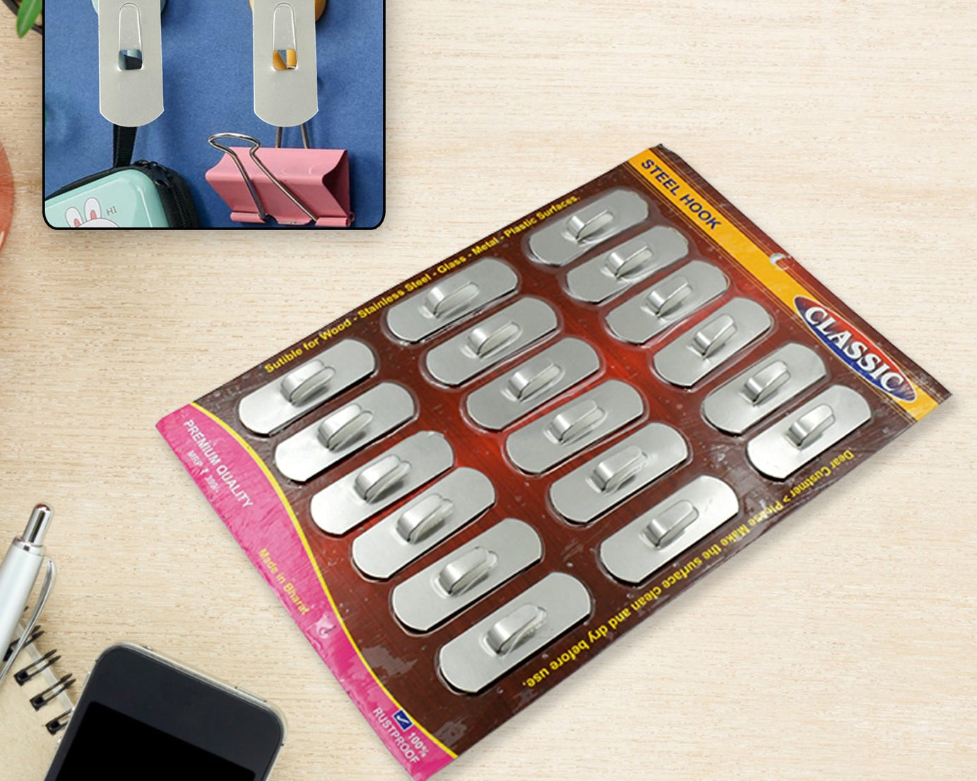 Stainless Steel Wall Hanging Hook 18pc