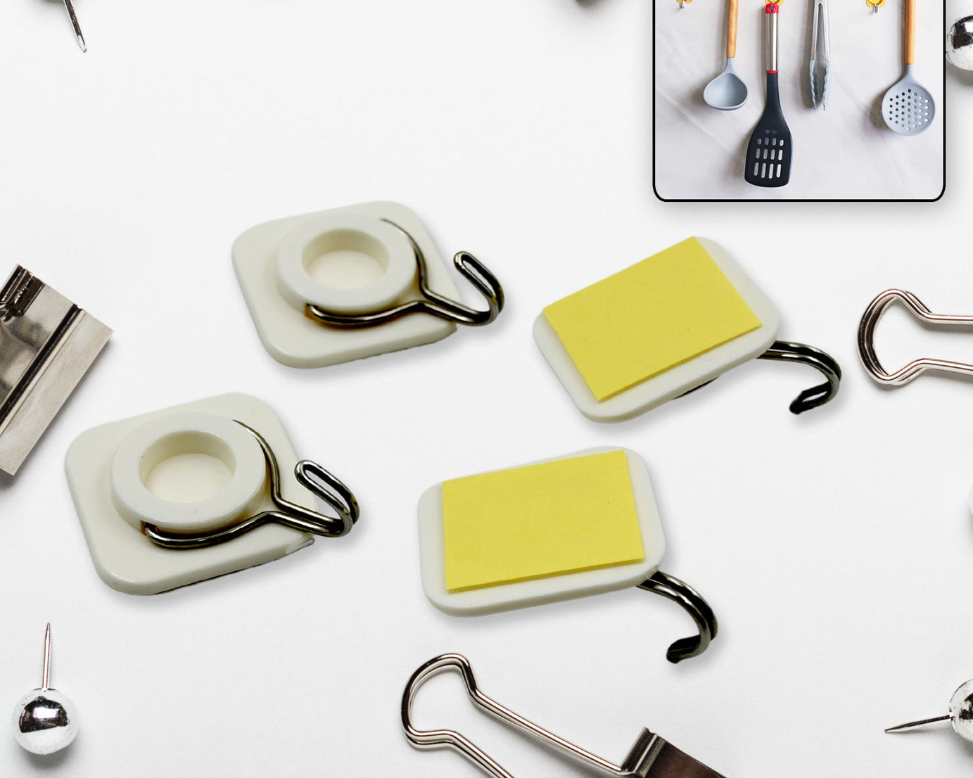 Multipurpose Strong Hook Self-Adhesive hooks for wall Heavy Plastic Hook, Sticky Hook Household For Home, Decorative Hooks, Bathroom & All Type Wall Use Hook, Suitable for Bathroom, Kitchen, Office (2 Pc & 4 Pc Set)