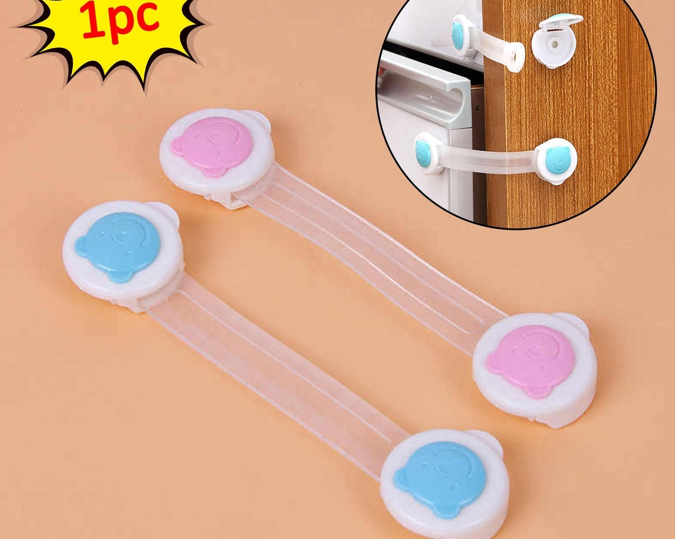 Child-proof strap locks, one piece for safety.