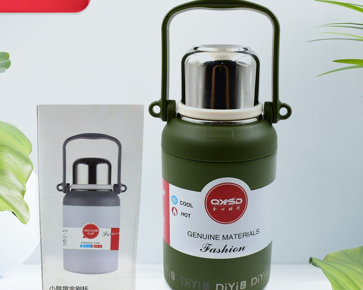 Stainless Steel Vacuum Insulated Water Bottle / Cup | Leak Proof Flask for Tea Coffee | Reusable Water Bottle with Hanging Strap | Bottle for Hot & Cold Drinks Wide Mouth Water Flask (900 ML / Mix Color)