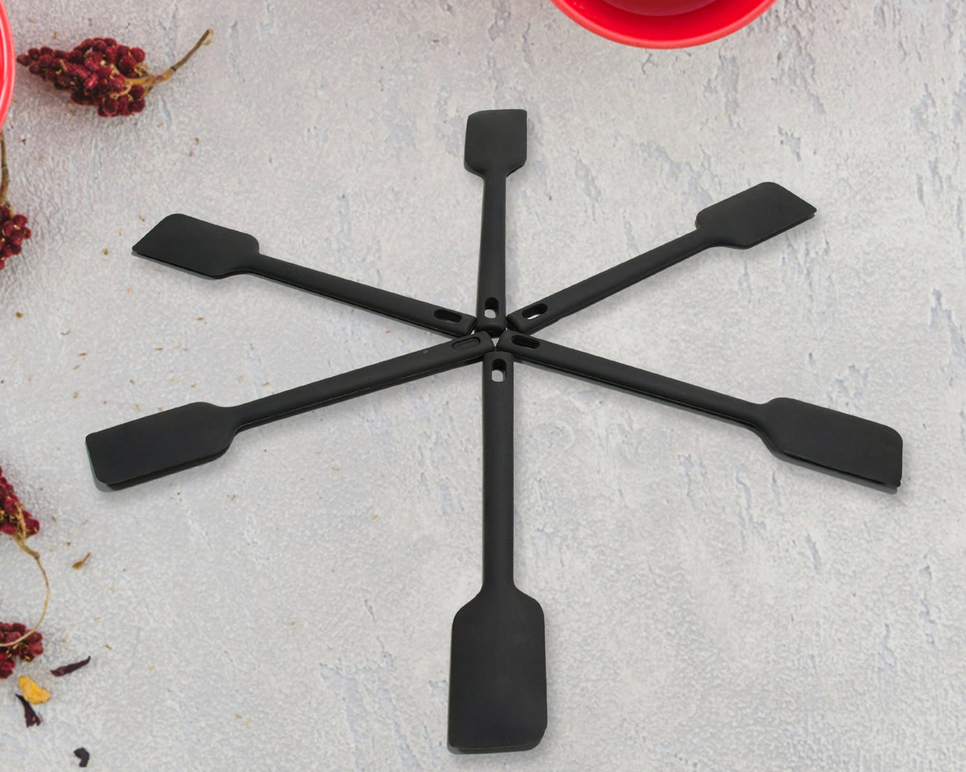 Multipurpose Silicone Spoon, Silicone Basting Spoon Non-Stick Kitchen Utensils Household Gadgets Heat-Resistant Non Stick Spoons Kitchen Cookware Items For Cooking and Baking (6 Pcs Set)