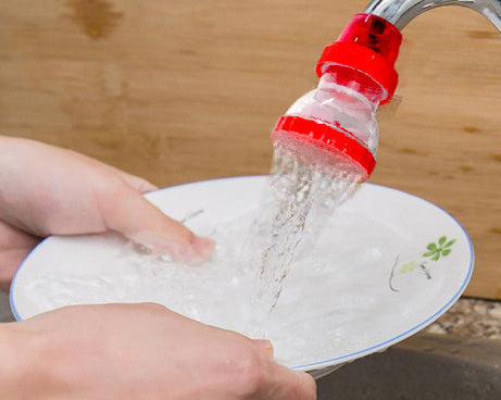 Small 360-degree shower head faucet, plastic design.