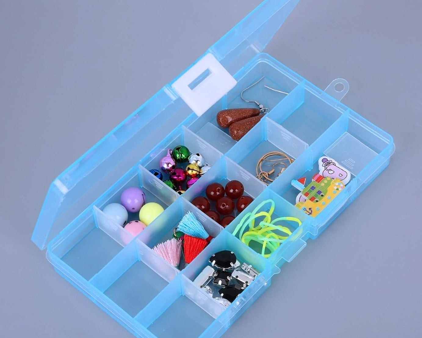 15 Grids Jewelry Organizer Plastic Jewelry Organizer Box Clear Jewelry Organizer Box Plastic Bead Organizers with Adjustable Dividers for Herbs Pills Bead, Jewelry, and Other Small Item (1 Pc)