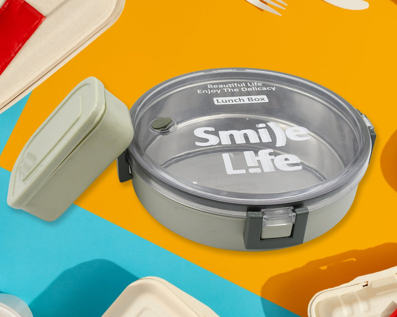 Miracle Stainless Steel Round Lunch Box, with Small Plastic Box Insert Leak Proof Lunch Box with Transparent lid, Lunch Box for Kids & Adults for School, Office (450 ML + 250 ML Approx)