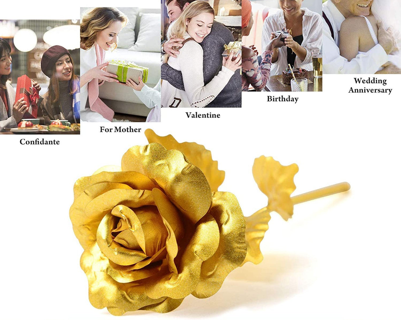 0606 Luxury Decorative Gold Plated Artificial Golden Rose with Premium Box