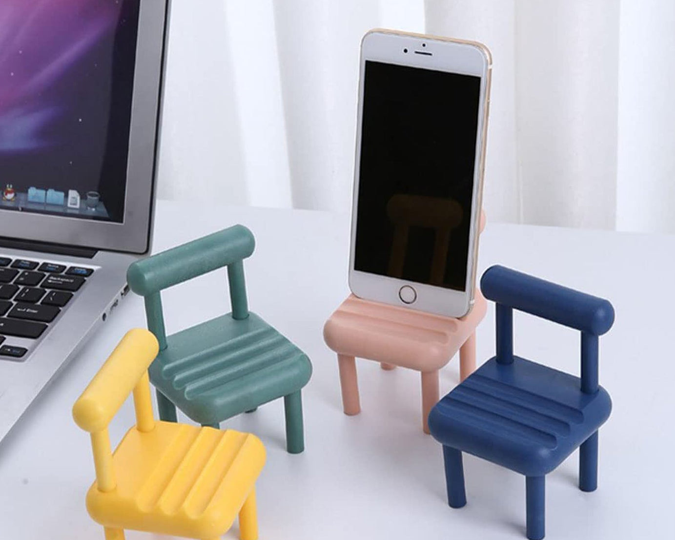 Mobile Phone Holder, Mini Chair Cell Phone Stand, Portable Smartphone Dock, Cellphone Holder for Desktop Design Compatible with All Mobile Phones (1 Pc)