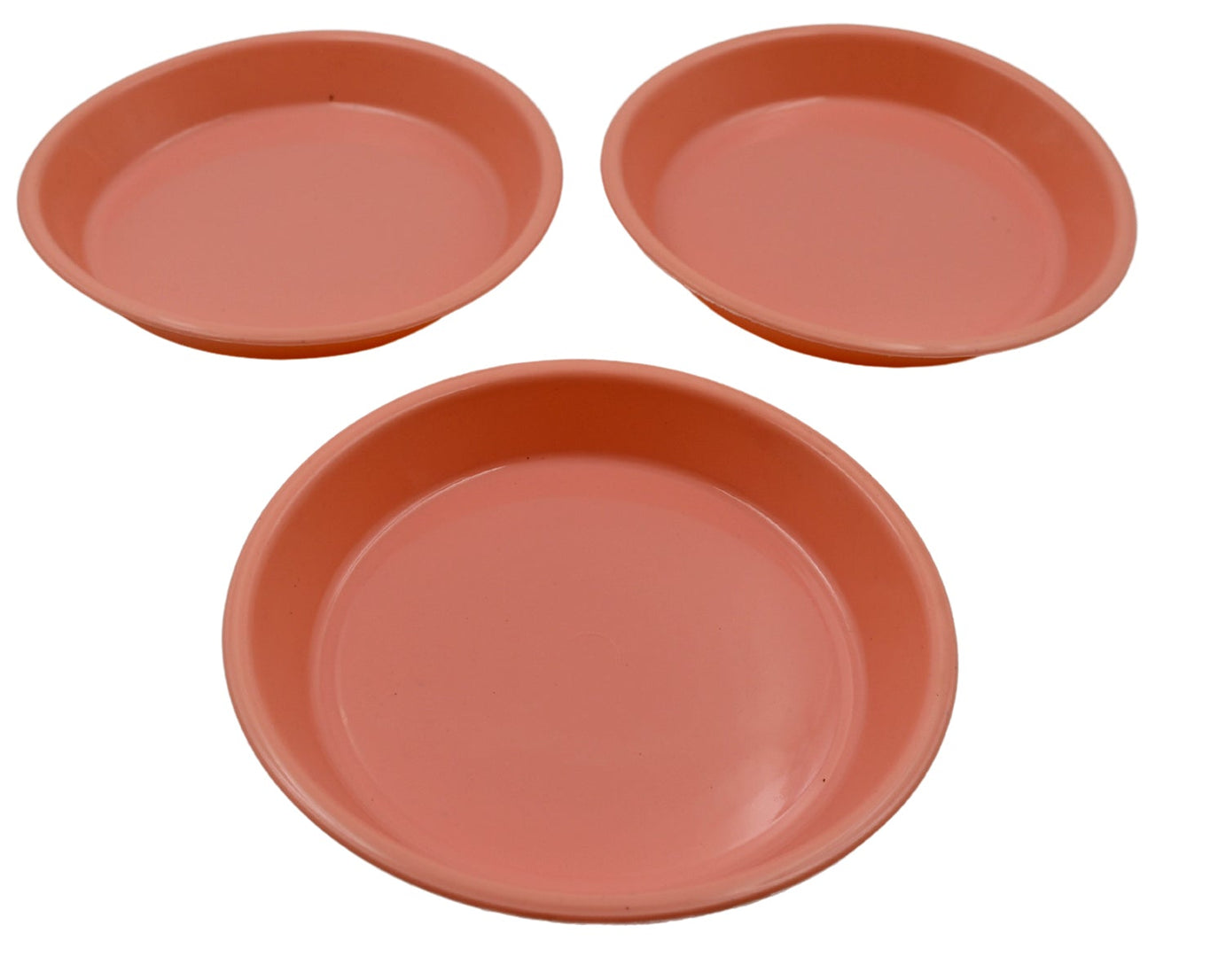 5562 Round Small Plastic Rasmalai / Snacks / Breakfast Plates, Restaurant Serving Trays Home School Coffee Hotel Kitchen Office Reusable Plates for Outdoor, Camping, BPA-free (3 Pcs Set)