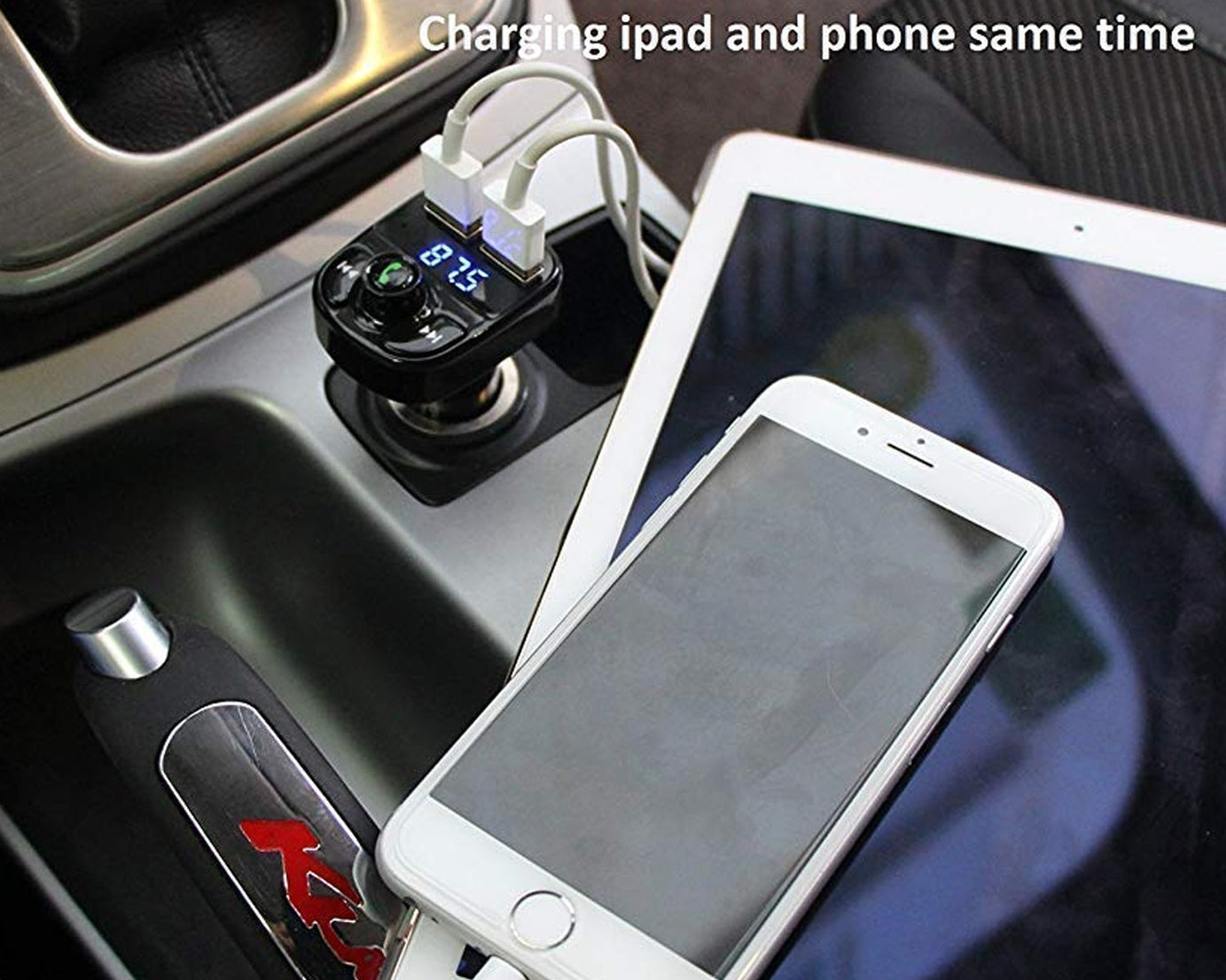 CAR-X8 Bluetooth FM Transmitter Kit for Hands-Free Call Receiver / Music Player / Call Receiver / Fast Mobile Charger Ports for All Smartphones with 3.1A Quick Charge Dual USB Car Charger