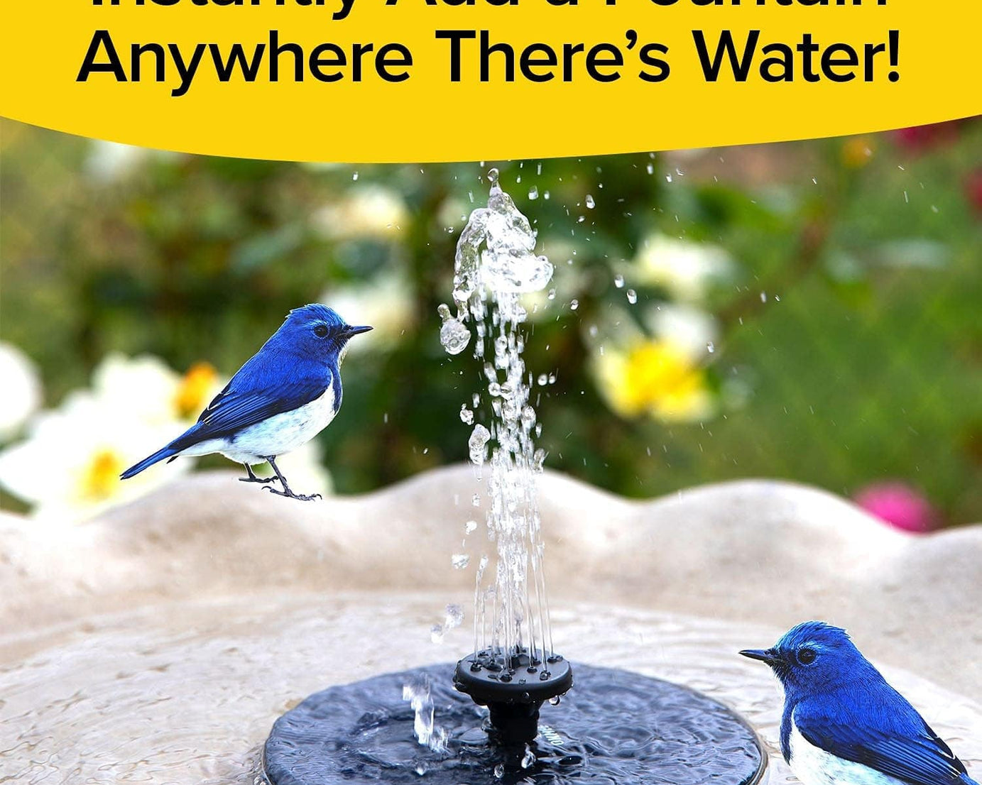 Fast Fountain by Pocket Hose - Solar-Powered - Instantly Adds a Water Feature Virtually Anywhere - 5 Spray Modes - No Installation or Batteries Required - Great for Bird Baths, Pools, Pond & More (1 Pc)