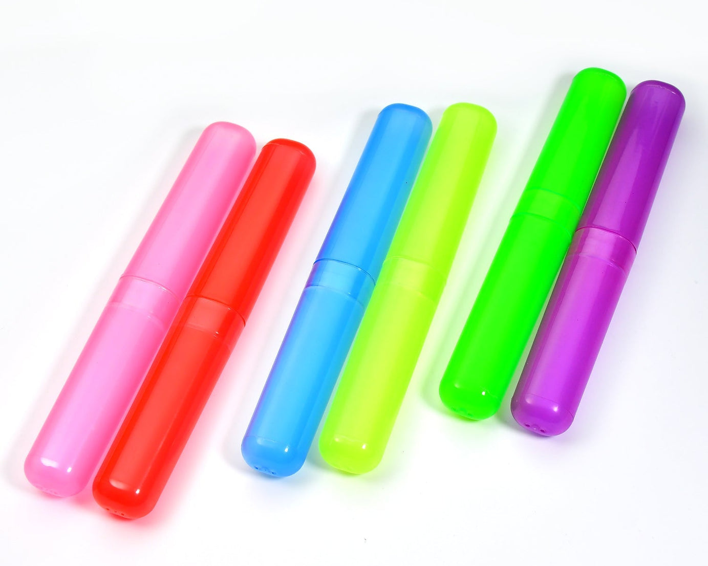 Plastic toothbrush cases, 6-piece travel set, anti-bacterial