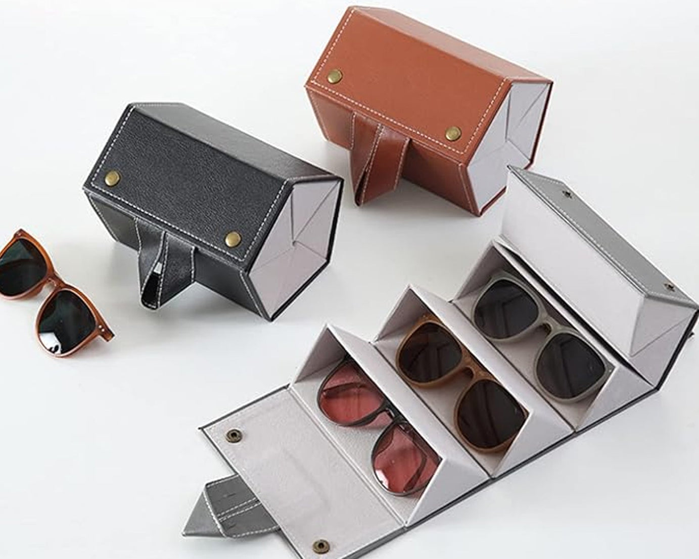 5 Slots Sunglasses Organizer Box, Glass Holder Box, spectacle case of sunglasses, Specs case, Foldable Travel Glasses Case Storage (1 Pc)