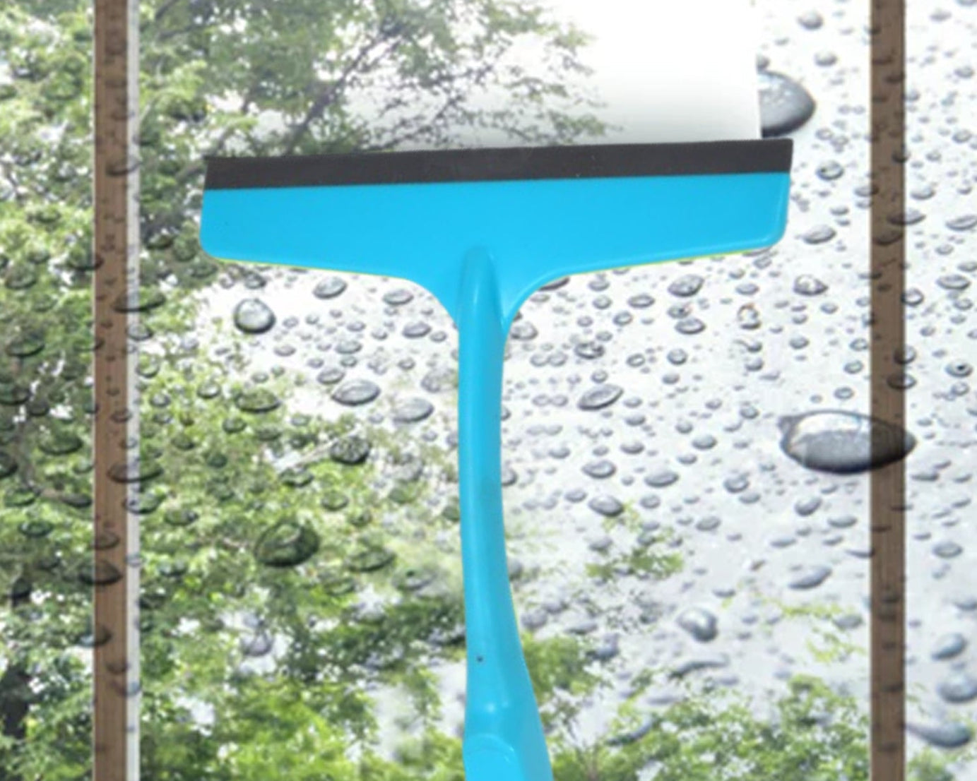 Glass wiper broom with long handle, dust-free